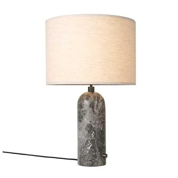 Gubi Gravity Bordlampe Grå Marmor Og Lærred Skærm Stor  5710902775214